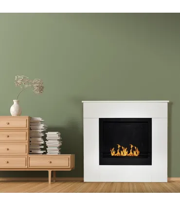 Camino a bioetanolo da terra in legno bianco Made in Italy Michelangelo 96x36x90h