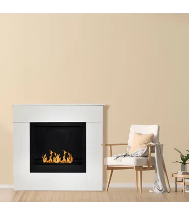 Camino a bioetanolo da terra in legno bianco Made in Italy Michelangelo 96x36x90h