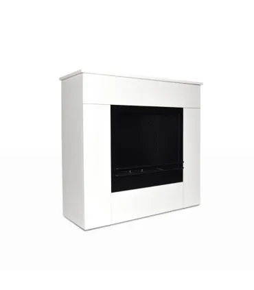 Camino a bioetanolo da terra in legno bianco Made in Italy Michelangelo 96x36x90h