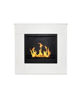 Camino a bioetanolo da terra in legno bianco Made in Italy Michelangelo 96x36x90h