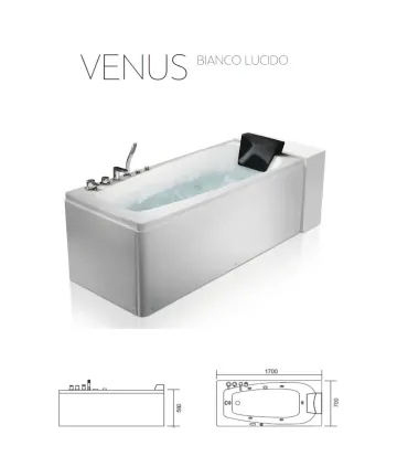 Vasca idromassaggio VENUS 170x70 cm bianco lucido con 6 jumbo jets I Karag I Ap shop