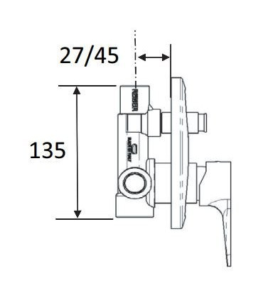 MONOCOMANDO MISCELATORE DOCCIA INCASSO CON DEVIATORE MARIANI 173/AT SERIE "ARTIC"