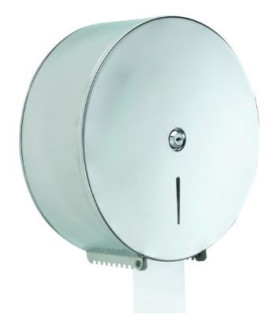 DISTRIBUTORE CONTENITORE DI CARTA A ROTOLI D.27,5 IN ACCIAIO INOX LUCIDO CON SERRATURA DI SICUREZZA