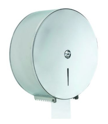 DISTRIBUTORE CONTENITORE DI CARTA A ROTOLI D.27,5 IN ACCIAIO INOX LUCIDO CON SERRATURA DI SICUREZZA