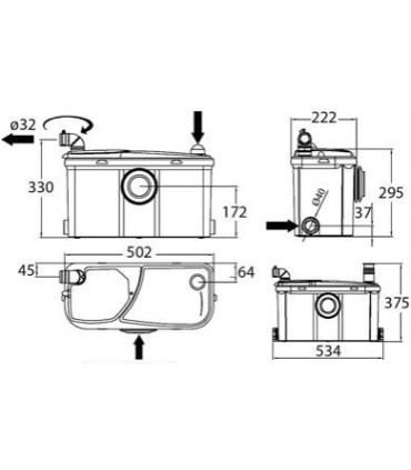 TRITURATORE SANITRIT SFA 4 ATTACCHI W17P WATERMATIC - 3