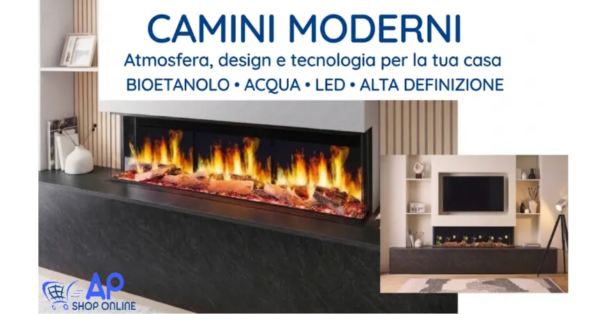 Camini moderni per la casa: bioetanolo, acqua, LED e alta definizione